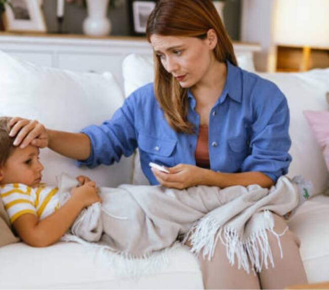 A care worker is taking care a baby