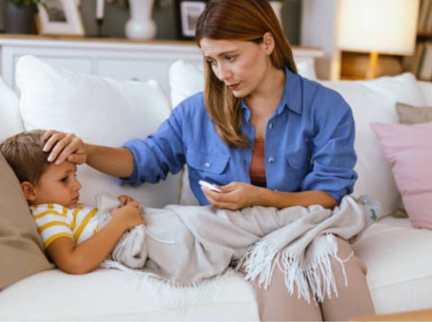 A care worker is taking care a baby